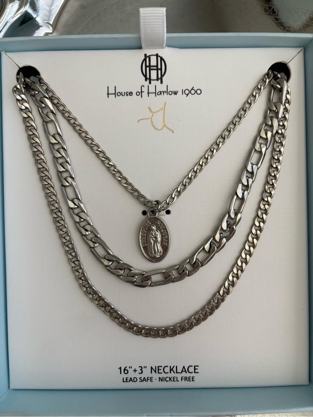Nordstrom Layered Chain Necklace Set Silver Tone 13” 16” 18” + Extender